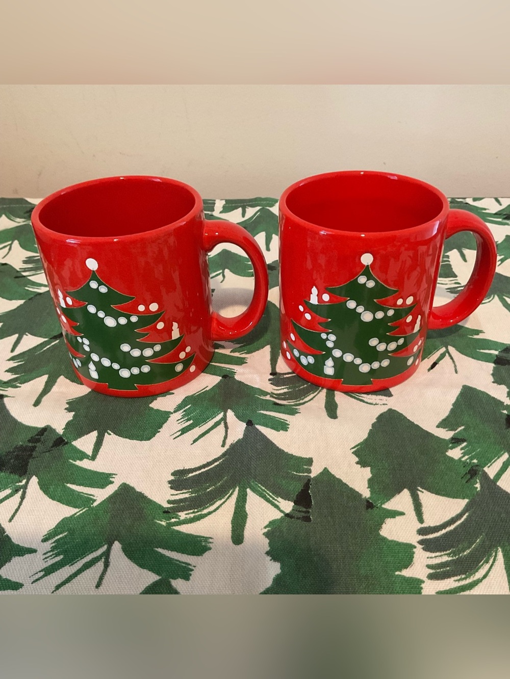 Waechtersbach Christmas Tree Red Ceramic Mugs - Set of 2